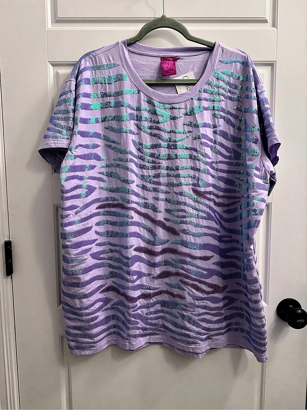 Queen of Sparkles LSU tiger stripe beaded shirt xxl NWT